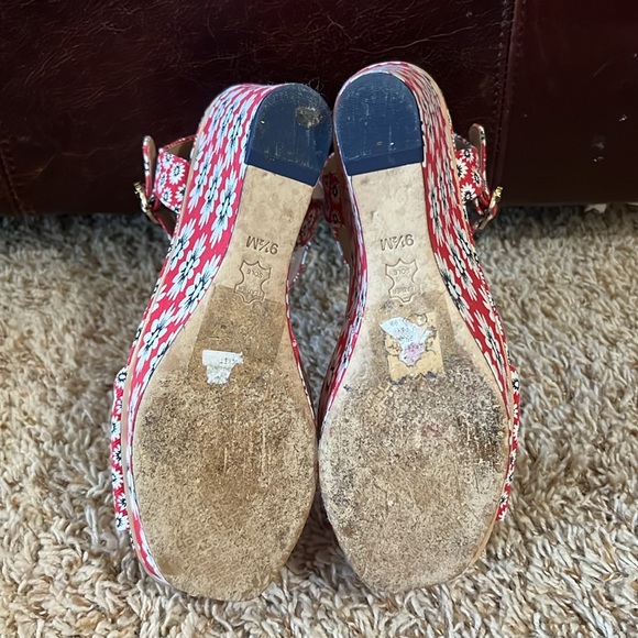 Tory Burch Canvas Floral Print Wedge Sandals - Women's Sz 9.5M - Great condition - Picture 5 of 12